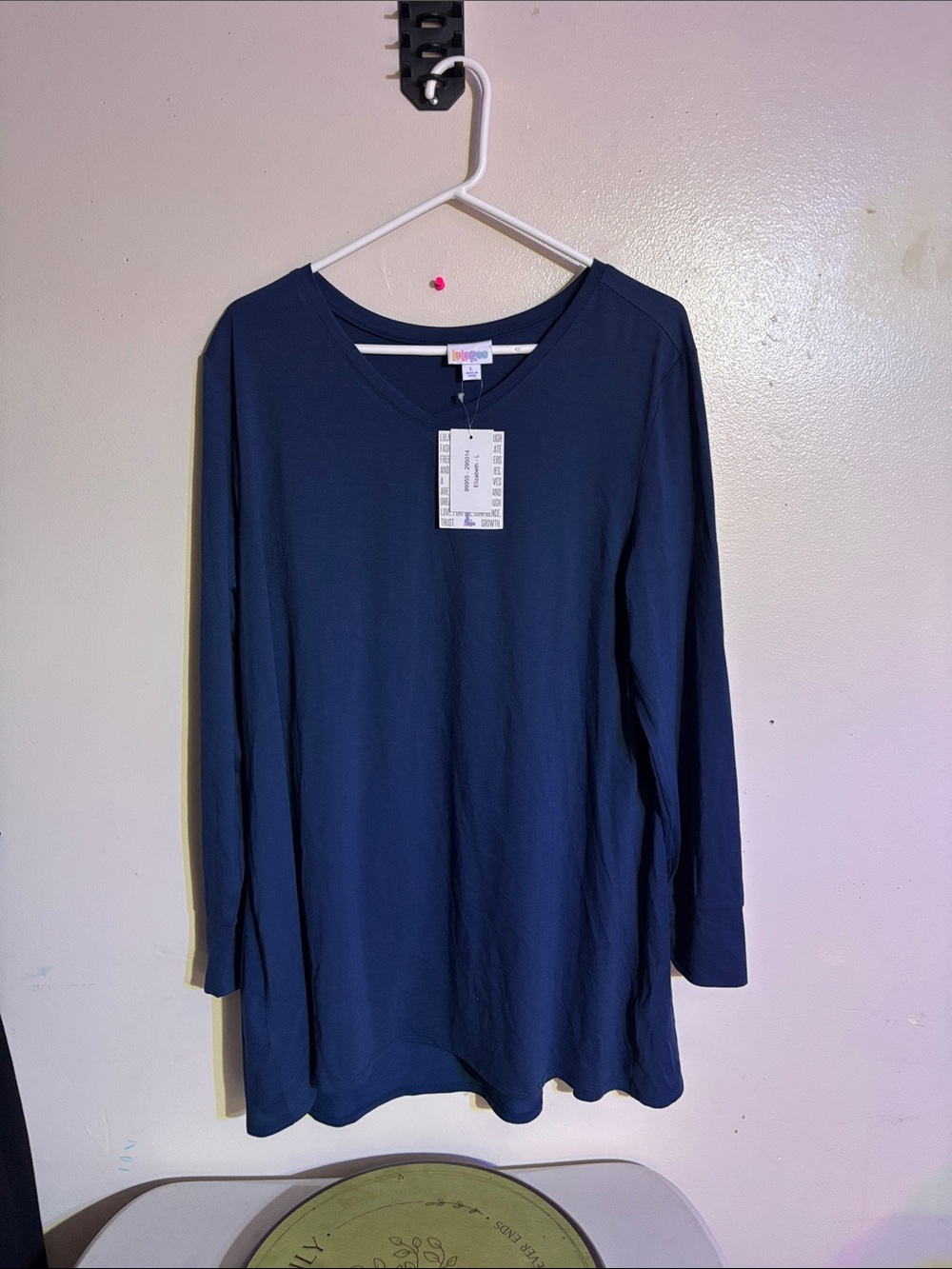 Navy Long-Sleeve V-Neck Tunic Top